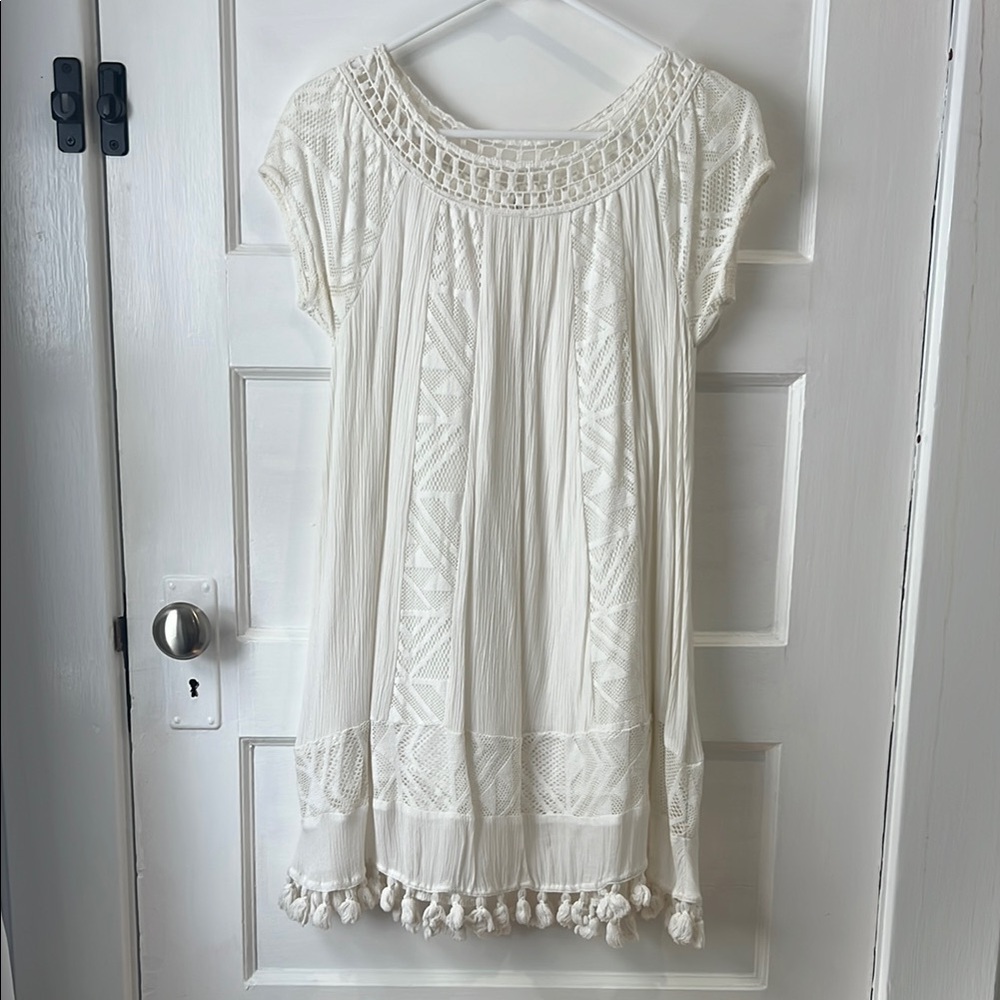 Rip curl White Boho Dress with Tassels